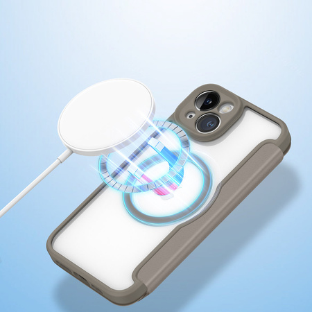 Dux Ducis Skin X Pro etui iPhone 14 magnetyczny pokrowiec MagSafe z klapką beżowy