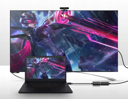 Adapter przejściówka Co2 do laptopa, USB-C - HDMI 4K, do Windows, do Mac OS, do Linux, szary