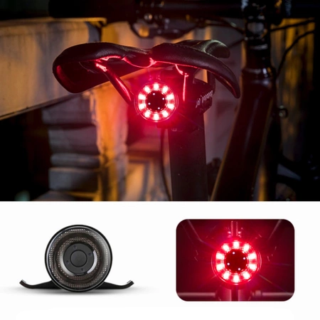 Lampka rowerowa tylna Rockbros Q1 7 kolorów LED + kabel USB-C - USB-A - czarna