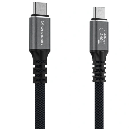 Kabel Wozinsky WPS-UY41S USB-C USB4 40Gb/s 240W 1m 4K - czarny
