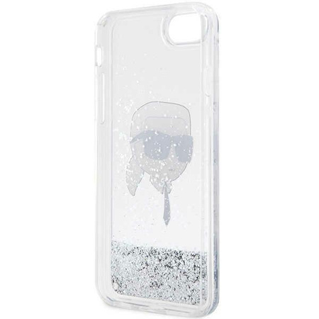 Etui Karl Lagerfeld KLHCI8LNKHCH na iPhone 7/8/ SE 2020 / SE 2022 - srebrne Glitter Karl Head