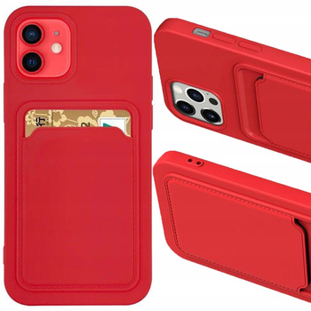 Card Case silikonowe etui portfel z kieszonką na kartę dokumenty do Samsung Galaxy A42 5G czerwony