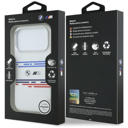 Etui BMW M Silicon Horizontal Line       MagSafe do iPhone 17 Pro biały