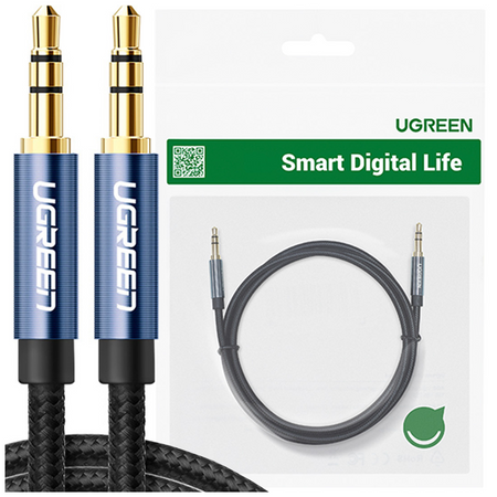 Ugreen kabel audio AUX wtyczka prosta minijack 3,5 mm 2m niebieski (AV112)