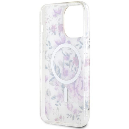 Etui Guess GUHMP14XHCFWST na iPhone 14 Pro Max 6.7" - przezroczyste hardcase Flower MagSafe