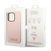 Etui Guess GUHMP14XSBPLP na iPhone 14 Pro Max - różowe Silicone Logo Plate MagSafe