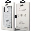 Etui Karl Lagerfeld Fixed Glitter Choupette Logo Metal Pin do iPhone 15 Pro Max - srebrne