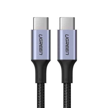 Ugreen kabel przewód USB Typ C - USB Typ C 5 A 100 W Power Delivery Quick Charge 3.0 FCP 480 Mbps 1 m szary (70427 US316)