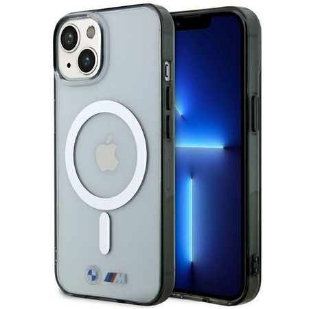 Etui BMW BMHMP14SHCRS na iPhone 14 - przezroczyste hardcase Silver Ring MagSafe