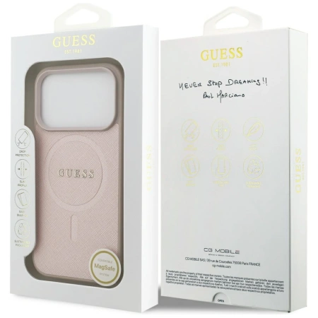 GUESS ETUI SAFFIANO CLASSIC LOGO MAGSAFE DO IPHONE 17 PRO OCHRONA