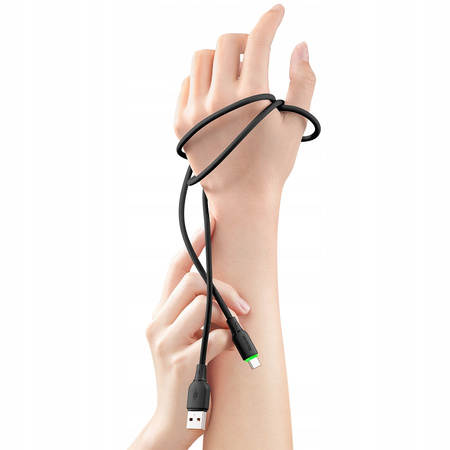 MCDODO KABEL USB-C SZYBKIE ŁADOWANIE DO SAMSUNG XIAOMI TYP C 6A 100W 1M LED CZARNY