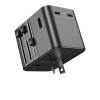 JELLICO uniwersalny adapter podróżny S9 PD 2xUSB-C + 1xUSB 3.4A Max 2500W Czarny