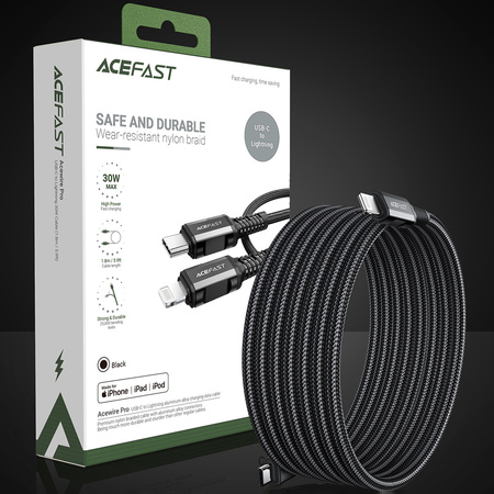 Acefast kabel MFI USB Typ C - Lightning 1,8m, 30W, 3A czarny (C4-01 C Black)