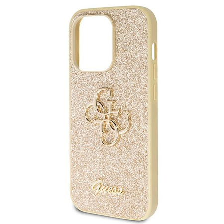 Etui Guess GUHCP14LHG4SGD na iPhone 14 Pro - złote Glitter Script Big 4G