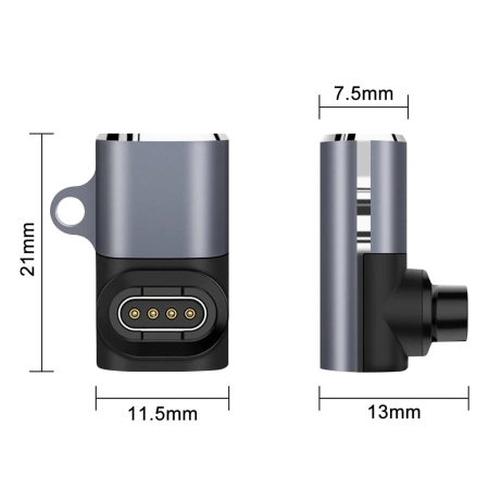 WOZINSKY PRZEJŚCIÓWKA USB-C DO SMARTWATCH GARMIN SZARY, WYSOKA