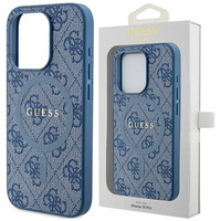 Etui Guess 4G Collection Leather Metal Logo MagSafe na iPhone 14 Pro Max - niebieskie