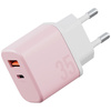 Ładowarka sieciowa Bazic GoPort Velox Kit USB-C/USB-A GaN 35W z kablem różowy