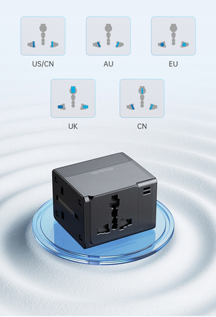 MCDODO ŁADOWARKA USB ADAPTER PRZEJŚCIÓWKA ANGIELSKA WTYCZKA USA UK EU US