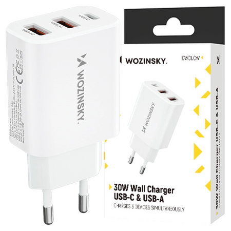 WOZINSKY ŁADOWARKA USB-C 30W 2 X USB-A DO TELEFONÓW I TABLETÓW Z FUNKCJĄ PD