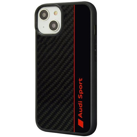 Etui Audi Carbon Fiber Stripe na iPhone 14 - czarne AUS-TPUPCIP14-R8/D1-BK