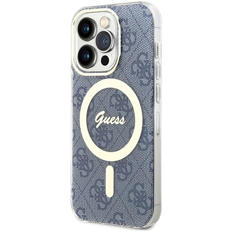 Etui Guess IML 4G MagSafe na iPhone 15 Pro - niebieskie