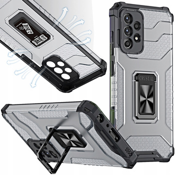 Crystal Ring Case pancerne hybrydowe etui pokrowiec + magnetyczny uchwyt Samsung Galaxy A72 4G czarny