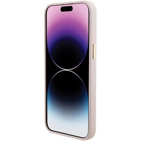 Etui Guess Silicone Logo Strass 4G do iPhone 15 Pro Max - różowe