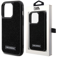Etui Karl Lagerfeld Rhinestone Logo Metal Plate do iPhone 15 Pro Max - czarne