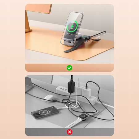 MCDODO ŁADOWARKA INDUKCYJNA 3W1 MAGSAFE STACJA DOKUJĄCA DO APPLE IPHONE QI2