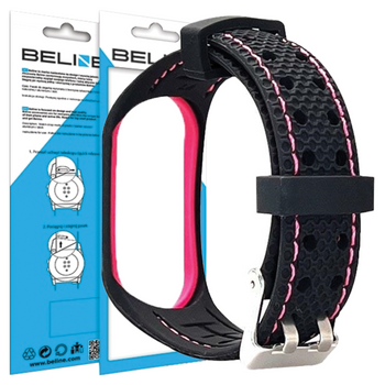 BELINE PASEK DO ZEGARKA MI BAND 6/5 SPORT CZARNO-RÓŻOWY DO SMARTBAND XIAOMI