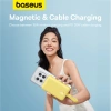 Powerbank Baseus Magnetic Mini MagSafe 10000mAh 30W z wbudowanym kablem USB-C - żółty + kabel Baseus Simple Series USB-C - USB-C 60W 0.3m