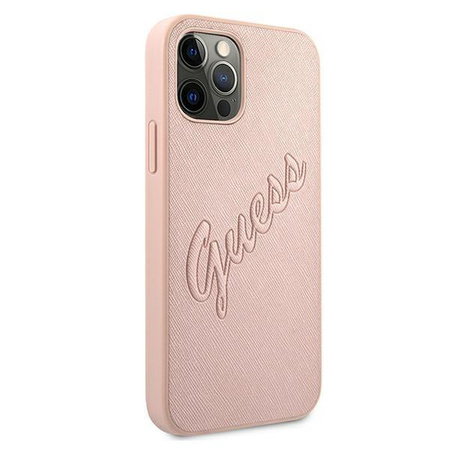 Guess GUHCP12LRSAVSRG iPhone 12 Pro Max 6,7" różowy/pink hardcase Saffiano Vintage Script