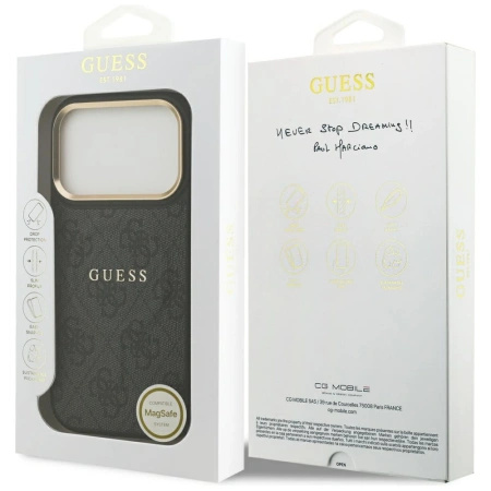 GUESS ETUI 4G PU CLASSIC LOGO MAGSAFE DO IPHONE 17 PRO LUKSUSOWA OCHRONA