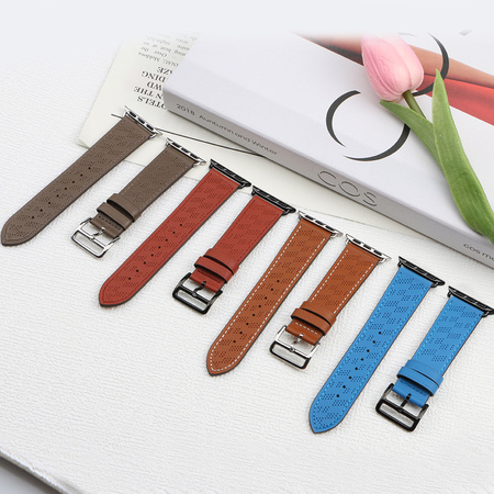 Strap Leather skórzany pasek Apple Watch SE, 8, 7, 6, 5, 4, 3, 2, 1 (41, 40, 38 mm) opaska bransoleta ciemnobrązowy