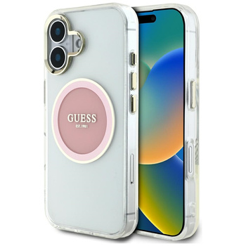 GUESS ETUI POKROWIEC MAGNETYCZNY DO MAGSAFE IPHONE 16 LOGO METALOWE
