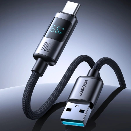 Kabel Joyroom S-A16 Pro Prism Series 66W USB-A - USB-C z wyświetlaczem 1,2m - czarny