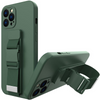 Rope case żelowe etui ze smyczą łańcuszkiem torebka smycz iPhone 12 ciemnozielony