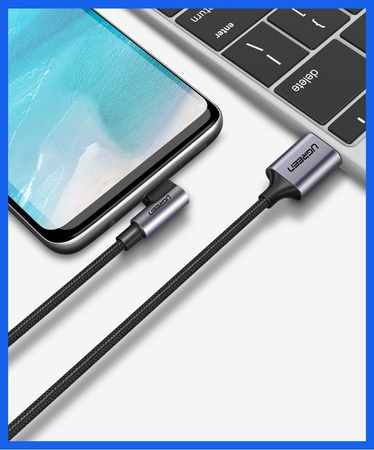 Ugreen kątowy kabel przewód USB - USB Typ C 2m 3A szary (50942)