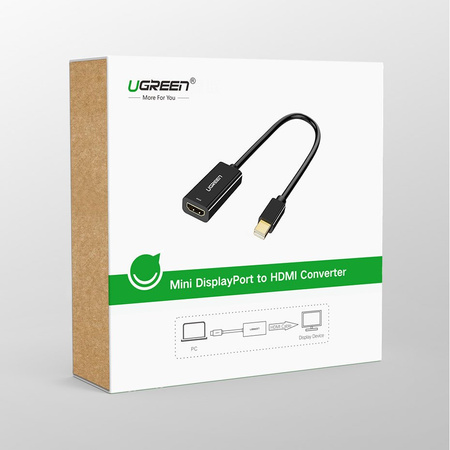 Ugreen kabel adapter przejściówka FHD (1080p) HDMI (żeński) - Mini DisplayPort (męski - Thunderbolt 2.0) biały (MD112 10460)