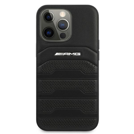 Etui AMG AMHCP13LGSEBK na iPhone 13 Pro / 13 - czarne Leather Debossed Lines