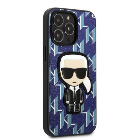 Etui Karl Lagerfeld KLHCP13LPMNIKBL na iPhone 13 Pro / 13 hardcase - niebieskie Monogram Ikonik Patch