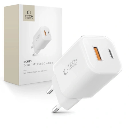 TECH-PROTECT ŁADOWARKA SIECIOWA NCM33W 2-PORTY PD33W QC3.0 DO APPLE