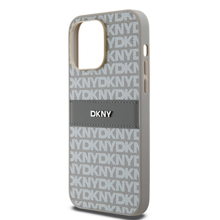 DKNY ETUI HARDCASE LEATHER MONO STRIPE DO IPHONE 14 PRO MAX 6.7 Z METALOWYM