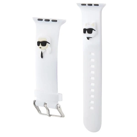 Pasek Karl Lagerfeld 3D Rubber Karl&Choupette Heads na Apple Watch 42/44/45/49mm - biały