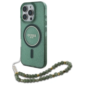 GUESS ETUI HARDCASE IML GLITTER WITH PEARL STRAP DO IPHONE 16 PRO MAX 6.9