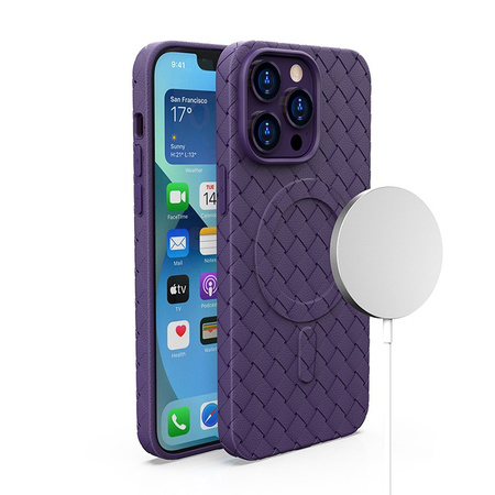 Plecione etui MagSafe Woven Case do iPhone 15 Pro Max - fioletowe
