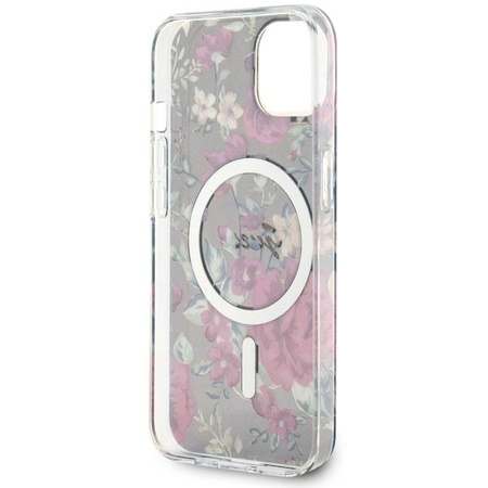 Etui Guess GUHMP14MHCFWSA na iPhone 14 Plus 6.7" zielony/khaki hardcase Flower MagSafe