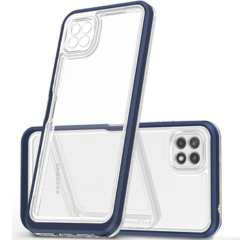 Clear 3in1 etui do Samsung Galaxy A22 5G żelowy pokrowiec z ramką niebieski
