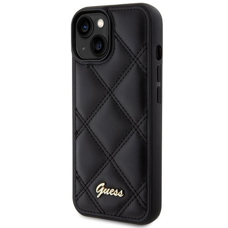 Etui Guess Quilted Metal Logo na iPhone 15 - czarne