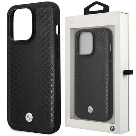 BMW BMHCP14L22RFGK iPhone 14 Pro 6.1" czarny/black Leather Diamond Pattern